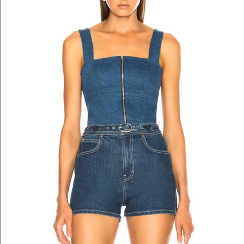 Rag & bone Paula zip bustier denim top